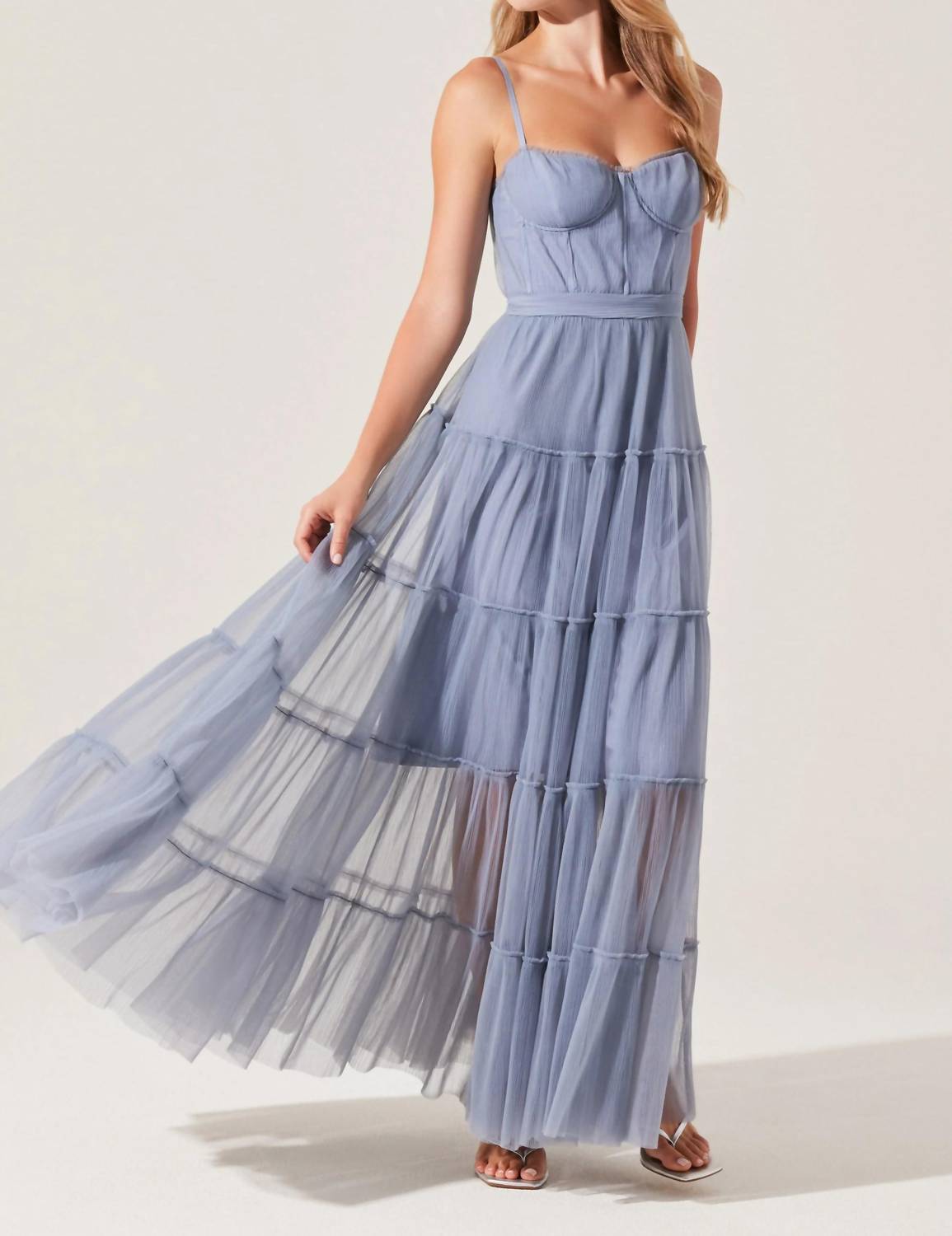 Astr - Mireya Bustier Tulle Maxi Dress