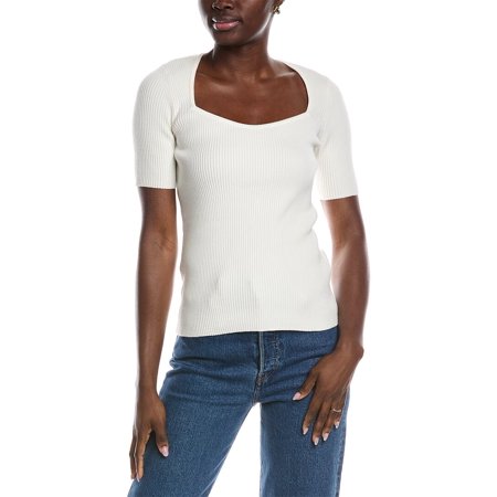 BOSS Womens Hugo Rib Sweater Top White