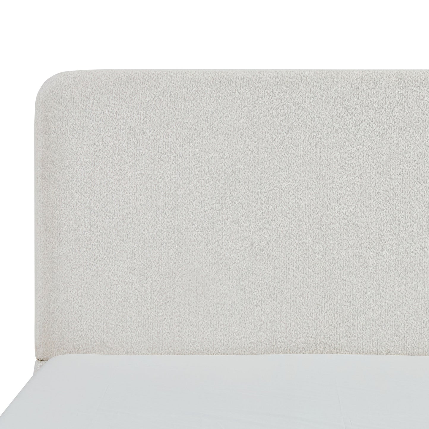 Canter Tall Headboard Upholstered Bed in Pearl White Chenille, Queen Size