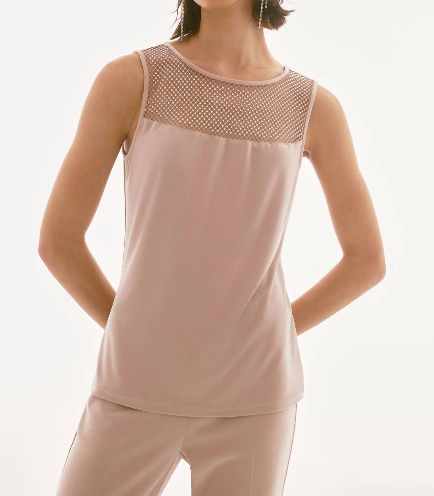 Joseph Ribkoff - Silk Knit & Rhinestone Mesh Top