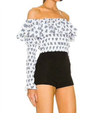 Caroline Constas - Floral Off Shoulder Long Sleeves Lydia Top