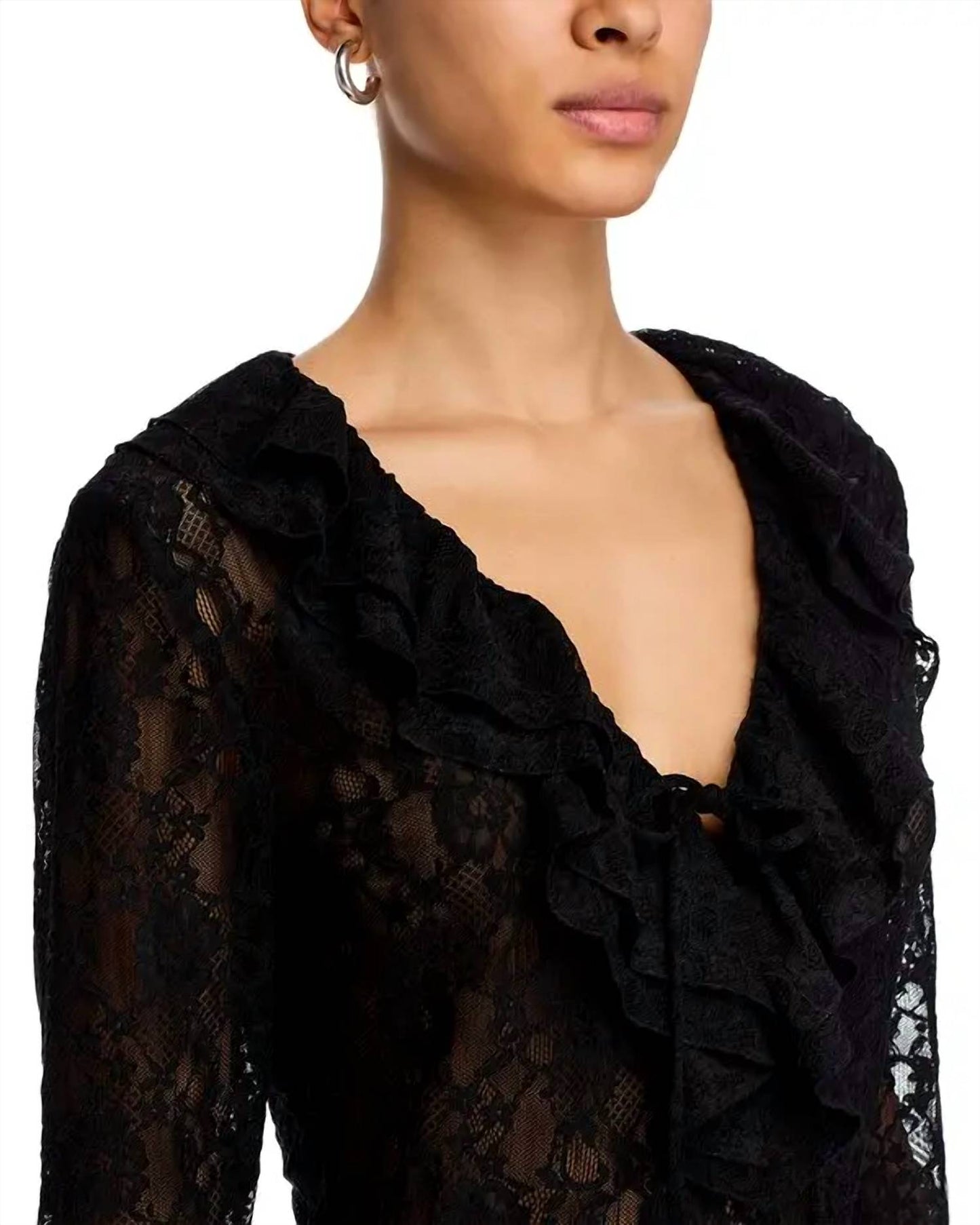 Steve Madden - Elvie Ruffle Front Lace Top