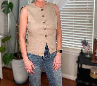 Zenana - Linen Button Vest