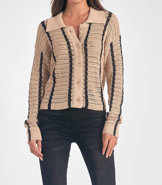 Elan - Collared Stripe Cardigan