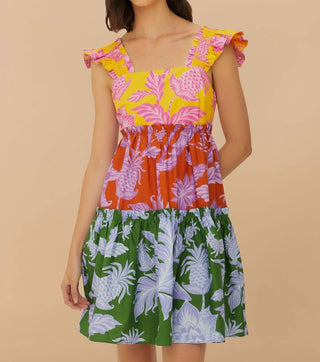 Farm Rio - Mixed Tropical Swing Mini Dress
