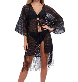 Profile By Gottex - Open Front V-Neck Crochet Dress Cover Up