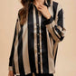 Anniewear - Striped Dropped Shoulder Button Down Shirt