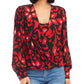 Karen Kane Printed Crossover Top Red