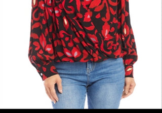 Karen Kane Printed Crossover Top Red
