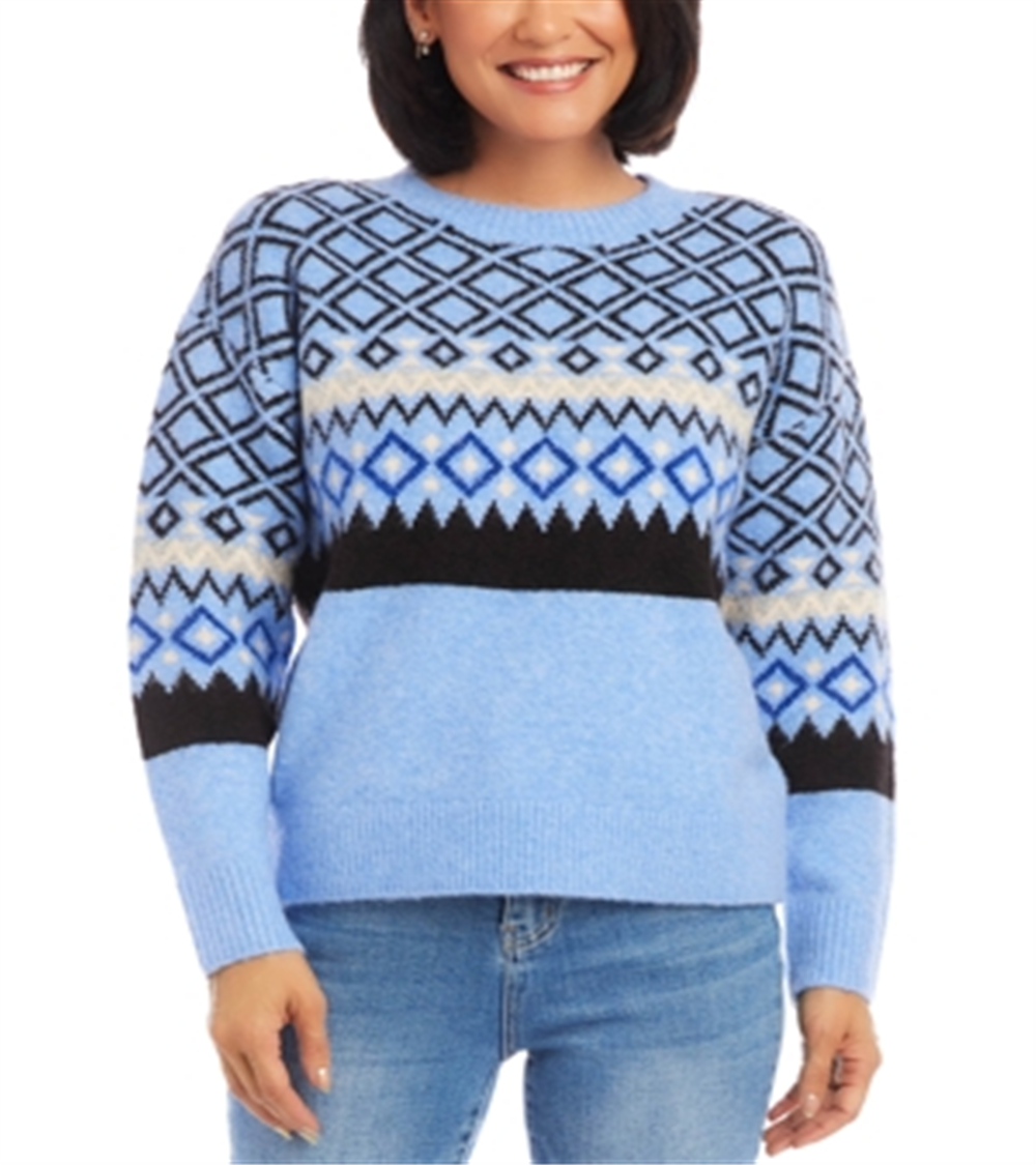 Karen Kane Jacquard Sweater Navy