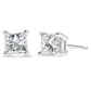 AGS Certified 18K White Gold 1.0 Cttw 4-Prong Set Princess-Cut Solitaire Diamond Screw Back Stud Earrings (E-F Color, SI2-I1 Clarity)