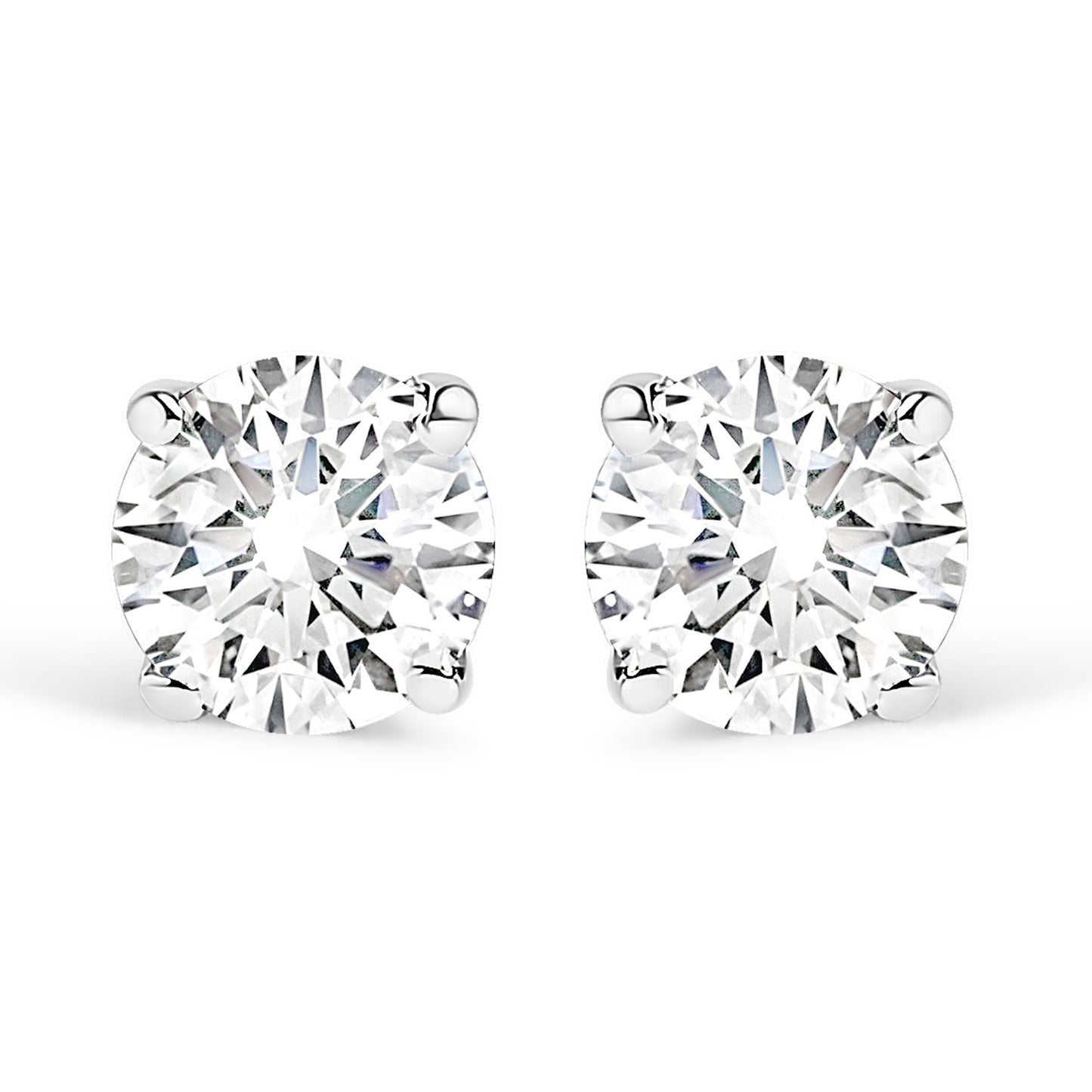 AGS Certified 14K White Gold 1.0 Cttw 4-Prong Set Brilliant Round-Cut Solitaire Diamond Push Back Stud Earrings (F-G Color, SI2-I1 Clarity)
