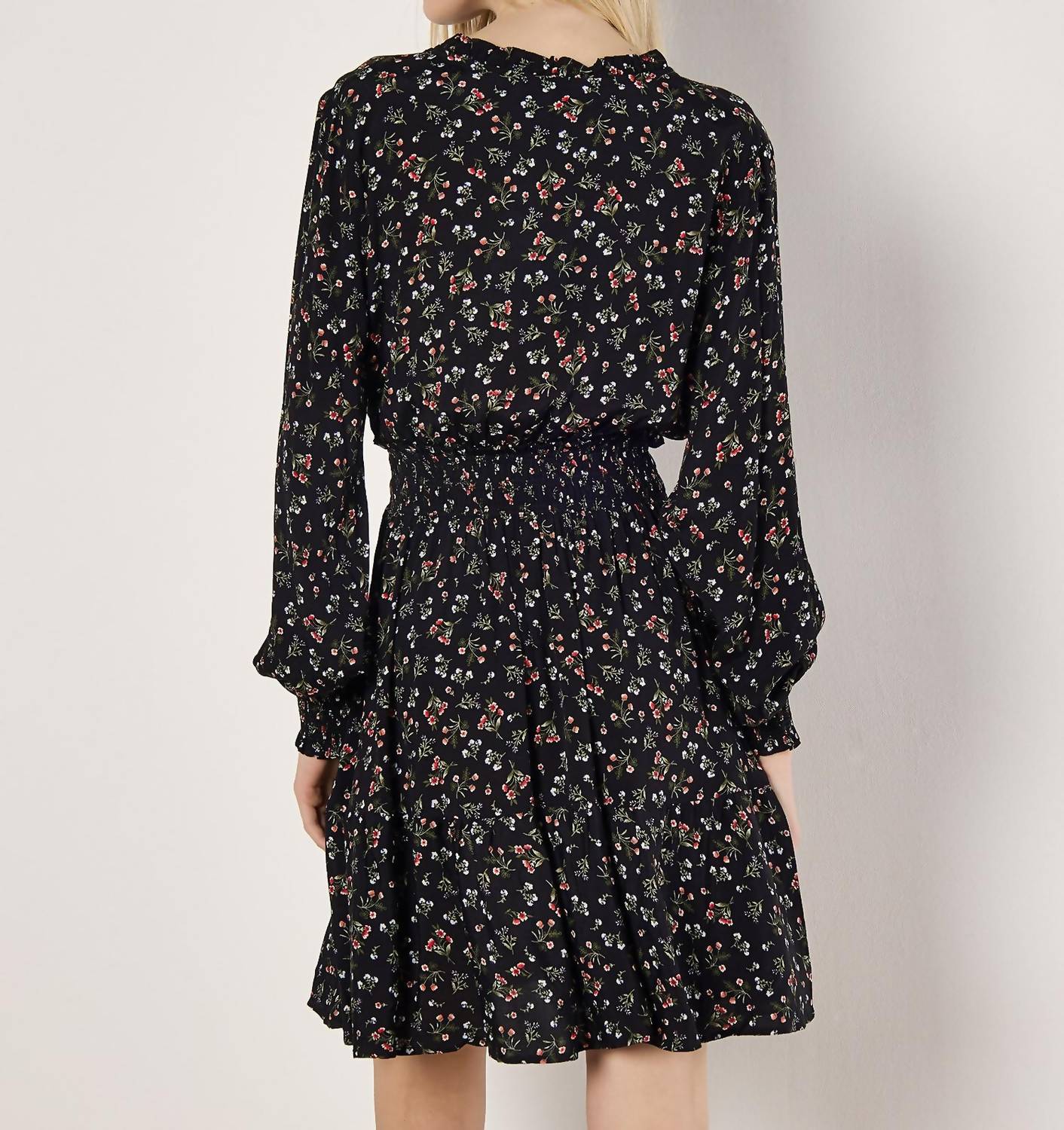 Apricot - Vintage Ditsy Smock Waist Dress