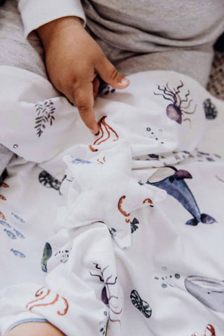 Malabar Baby - Cotton Muslin Lovey Security Blanket With Plush Toy