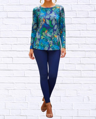 Calypso - Tropical Toucan Print Long Sleeve Top