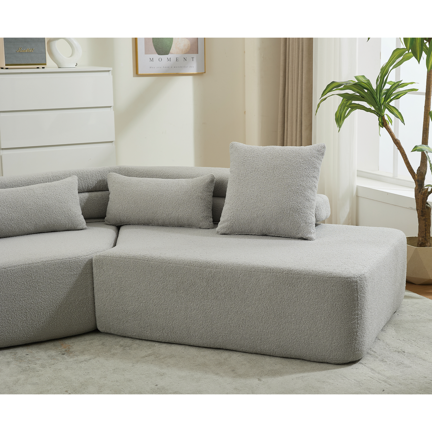 Minimalist Cloud Sectional Couch - 4-Seater in Light Gray