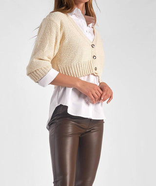 Elan - Heidi V-neck Sweater Collar Top Set