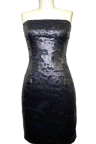 Ariella - Sequin Strapless Little Black Mini Dress