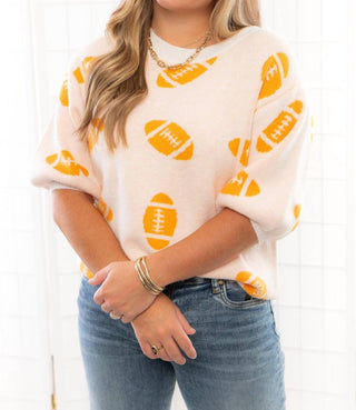 Bibi - Football Pattern Short Sleeve Sweater
