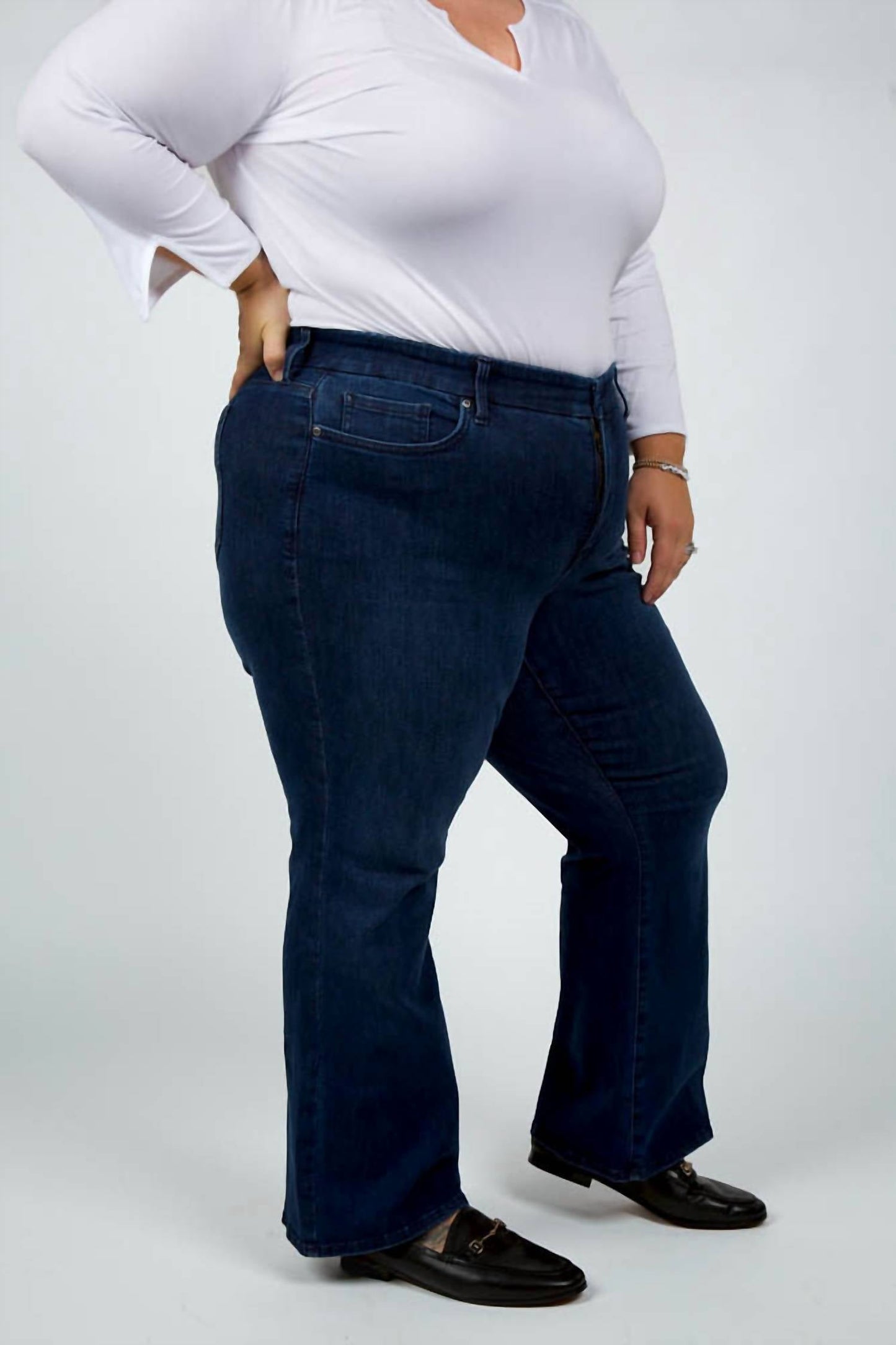 Nydj - Waist Match Relaxed Flared Jeans - Plus Size