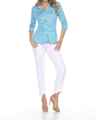 Carine - Aqua Ripples Sabrina Button Down Shirt