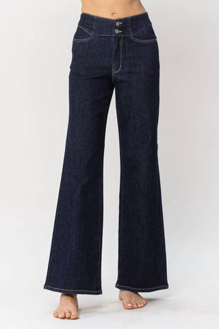 Judy Blue - Geometric Waistband Wide Leg Jean