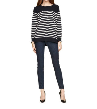 Kate Spade - Crystal Embellished Stripe Merino Wool Pullover Sweater