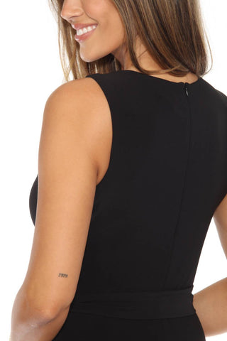 Joseph Ribkoff - Ruched Belted Sleeveless Wide Leg Jumpsuit