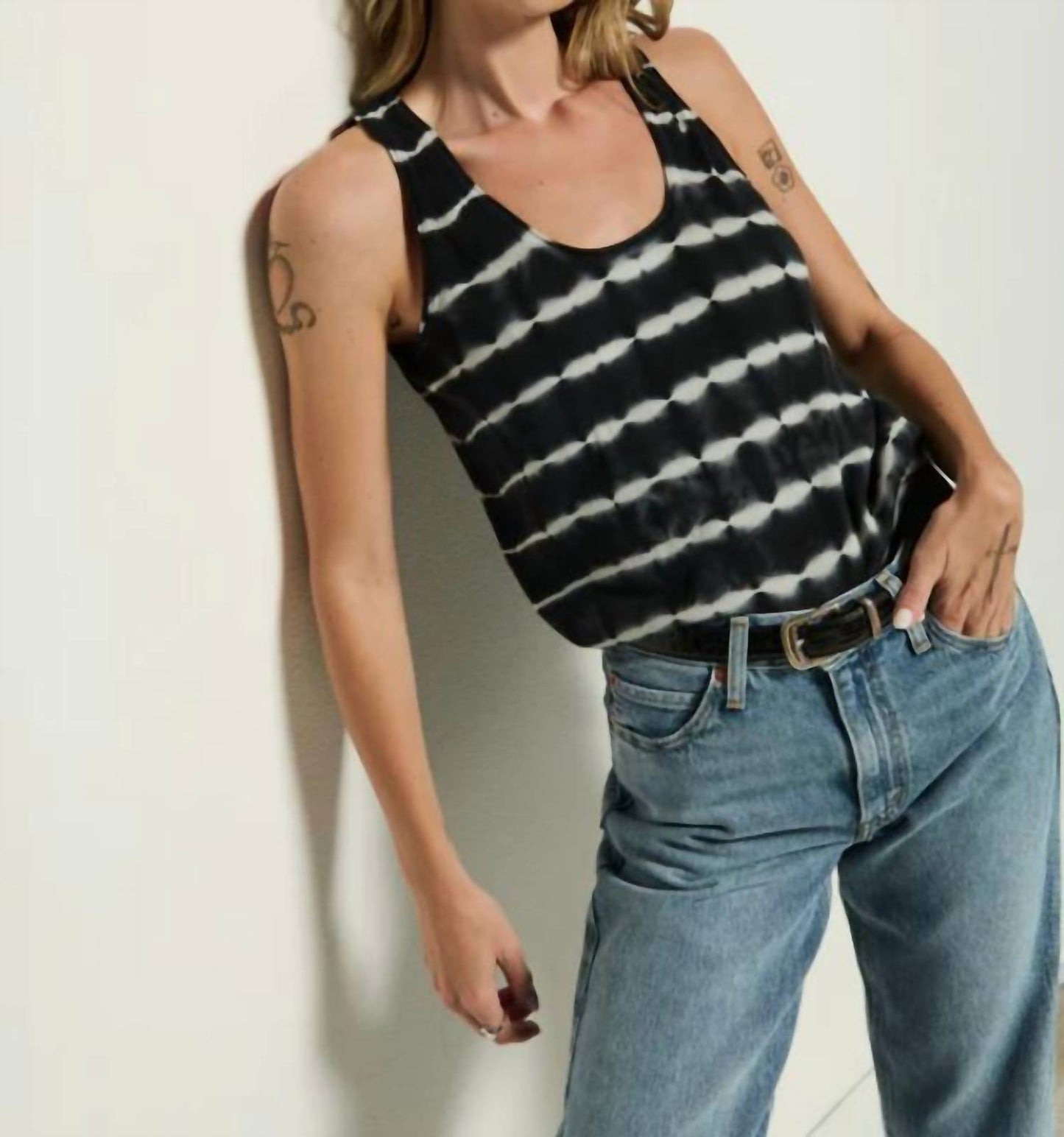 Nation Ltd - Sienna Tie Dye Stripe Tank