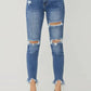 Risen - High Rise Distressed Frayed Hem Skinny Jeans