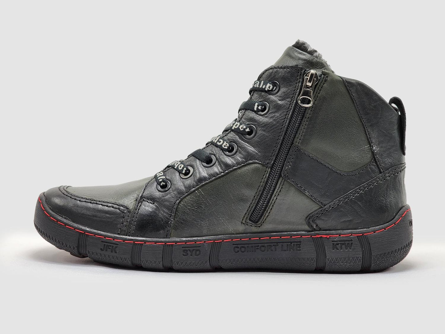 Kcr Group - Men's Comfort Thick Wool-Lined Zip-Up Leather Boots