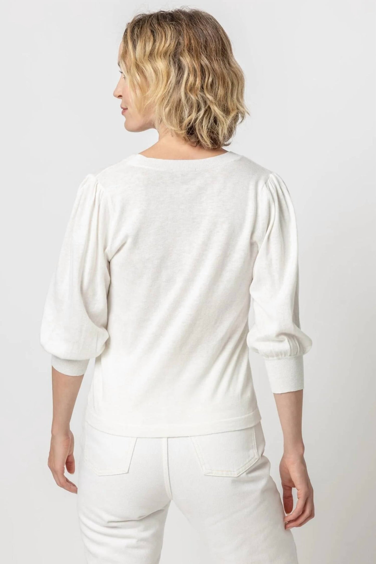 Lilla P - Women's Elbow Sleeve Split Neck Top