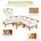 6 Piece Acacia Wood Outdoor Modular Sectional with Daybed and Tea Table