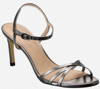 Stuart Weitzman - Women's Starla 80 Ankle Strap Leather Metallic Heeled Sandal