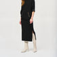 Joseph Ribkoff - Faux Leather Trim Funnel Neck Sweater Top