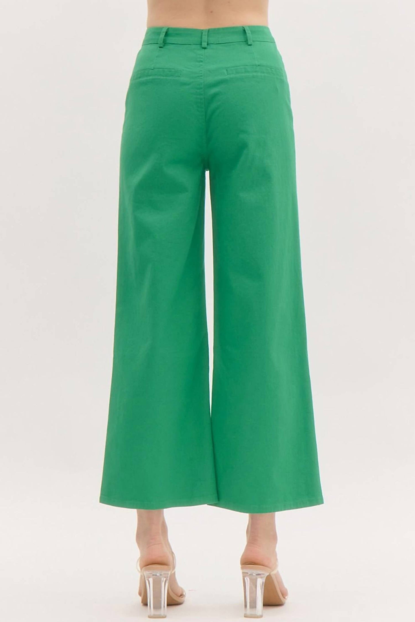 Entro - High Waisted Wide Leg Ankle Length Pants