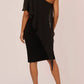 Adrianna Papell - One Shoulder Bodycon With Chiffon Cape Dress