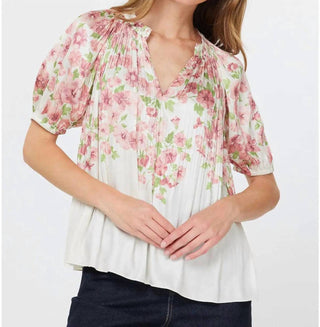 Current Air - Split Neck Pleated Blouse