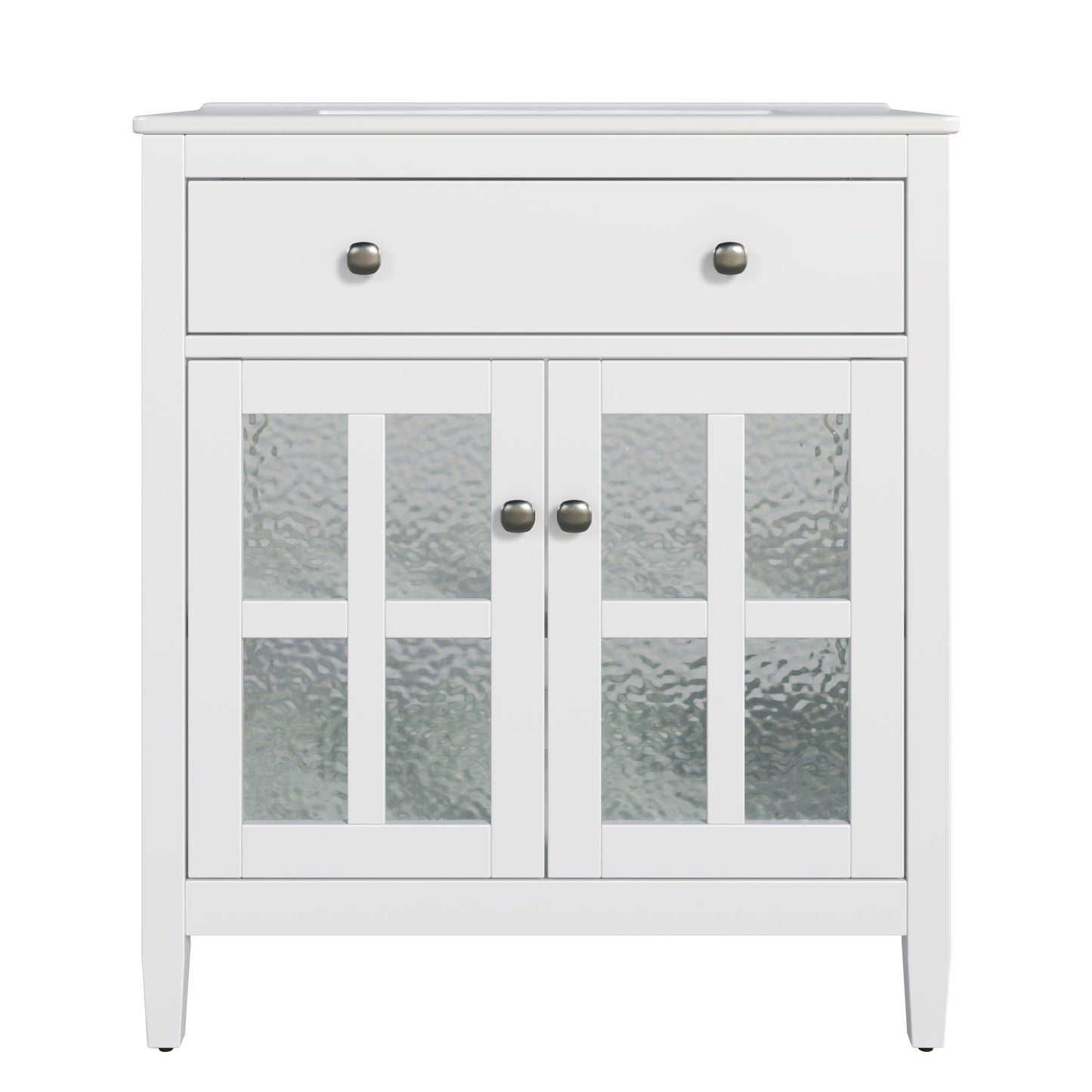 Bathroom Vanity With Ceramic Sink, Adjustable Shelf & Tip Out Tray