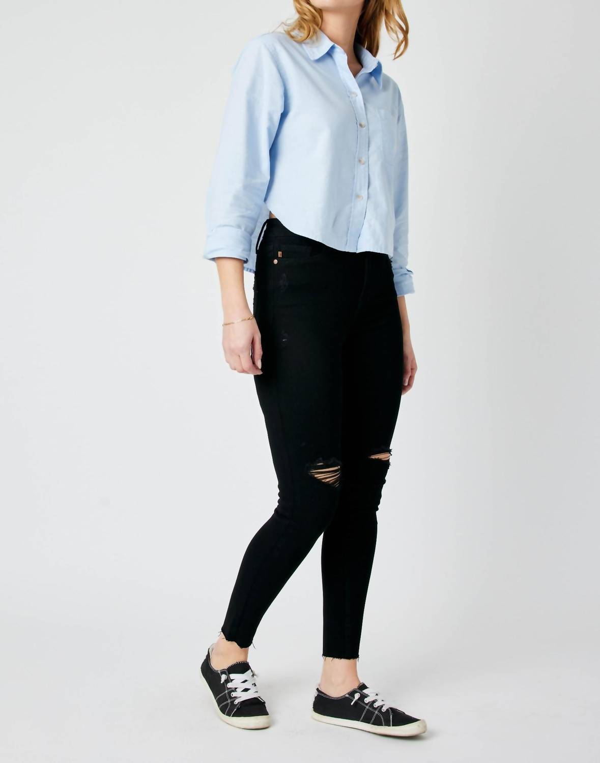 Judy Blue - High Waist Destroyed Raw Hem Skinny Jeans