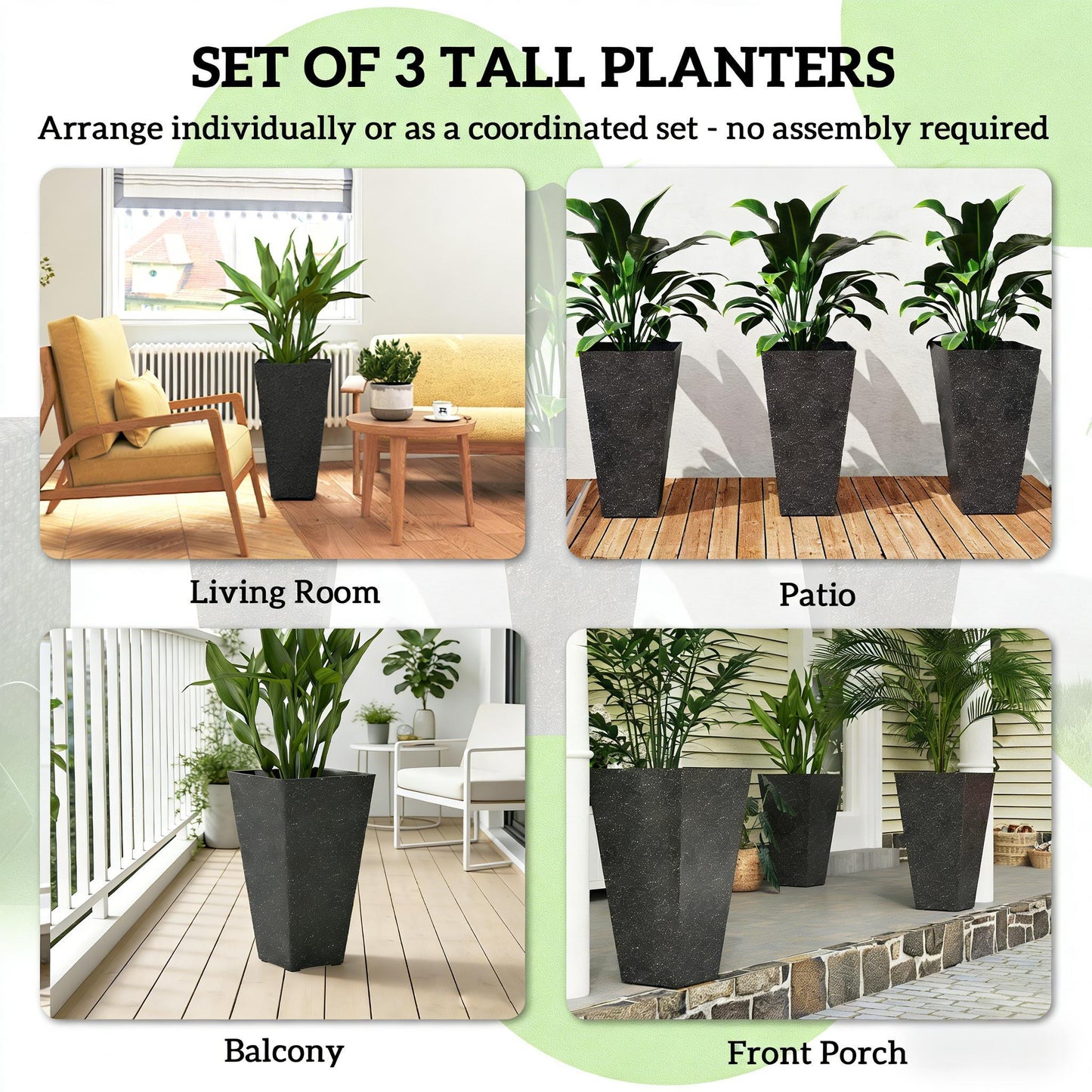 Stackable Taper Planters, Set of 3