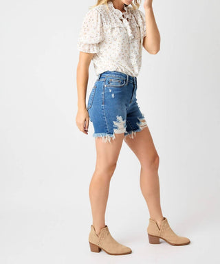 Judy Blue - Midrise Destroyed Frayed Hem Shorts