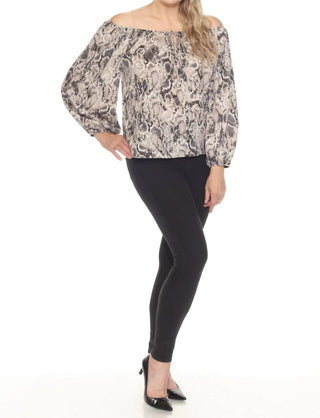 Joseph Ribkoff - Snakeskin Print Off-shoulder Top