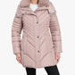 London Fog - Zip-front Hooded Puffer Jacket With Button-off Fur Collar