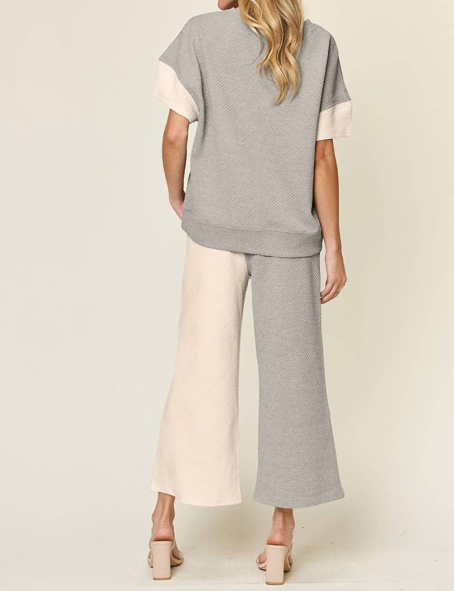 Double Take - Chic Textured T-Shirt & Pants Set