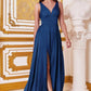 Ladivine - Long Satin A-line Dress With Slit