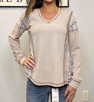 Hem & Thread - Waffle Knit Long Sleeve Top