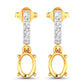 0.14 Carat Genuine White Diamond 14K Yellow Gold Semi Mount Earrings - holds 7x5mm Oval Gemstones
