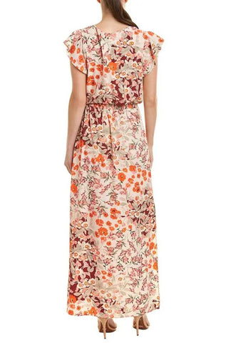Adrianna Papell - Floral Flutter Sleeve Maxi Dress