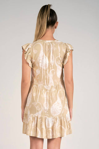 Elan - Ruffle Sleeve V-Neck Tiered Mini Dress